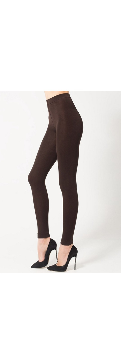 Warm leggings for women Legs 663 Fleece leggings 250 250 den brown  S/M-0