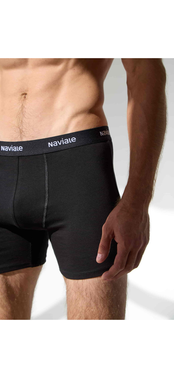 Underpants boxer long for men Naviale MU232-01 Alpha (2 pack) black/dark grey melange-image