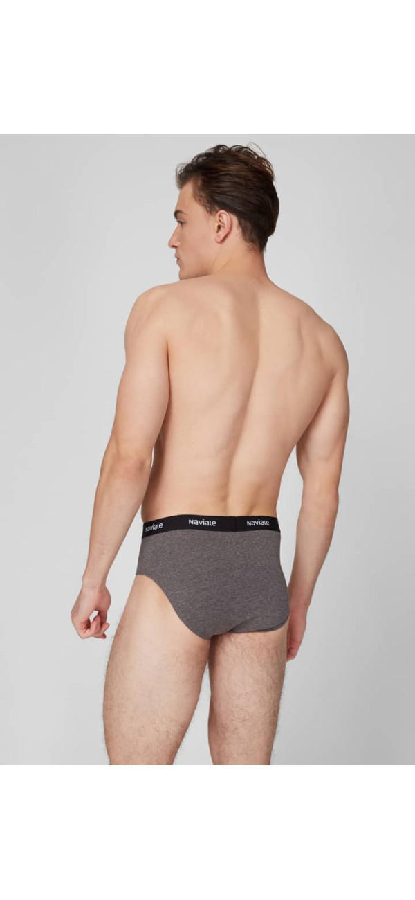 Underpants slips for men Naviale MU202-01 (2 pack) black/dark grey melange-image