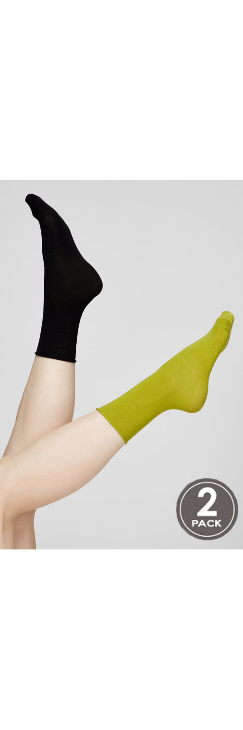 Bamboo socks long for women Legs G05 Socks bamboo (2 pack) nero/green  36-40-0