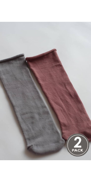Bamboo socks long for women Legs G05 Socks bamboo (2 pack) brick/grey-image