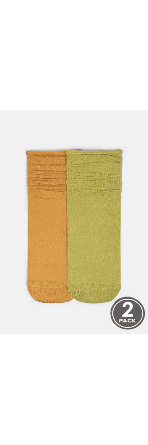 Bamboo socks long for women Legs G05 Socks bamboo (2 pack) green/ochre  36-40-0