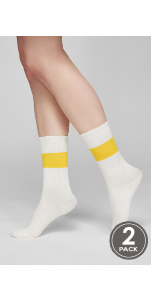 Шкарпетки бавовняні довгі для жінок Legs G07 Socks cotton line (2 пари) еллоу/синій-image