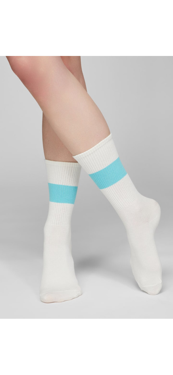Шкарпетки бавовняні довгі для жінок Legs G07 Socks cotton line (2 пари) еллоу/синій-image