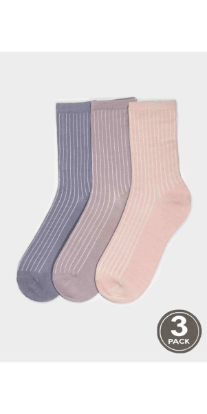 Cotton socks long for women Legs G08 Socks cotton rib (3 pack) pudra/latte/grey-image