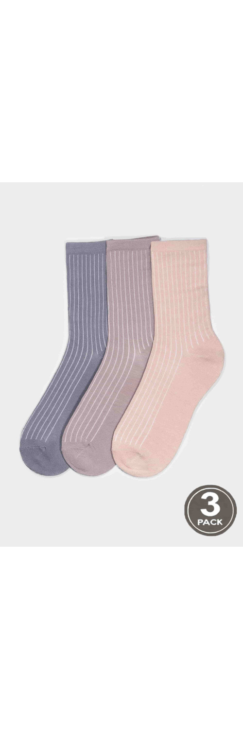 Cotton socks long for women Legs G08 Socks cotton rib (3 pack) pudra/latte/grey  36-40-0