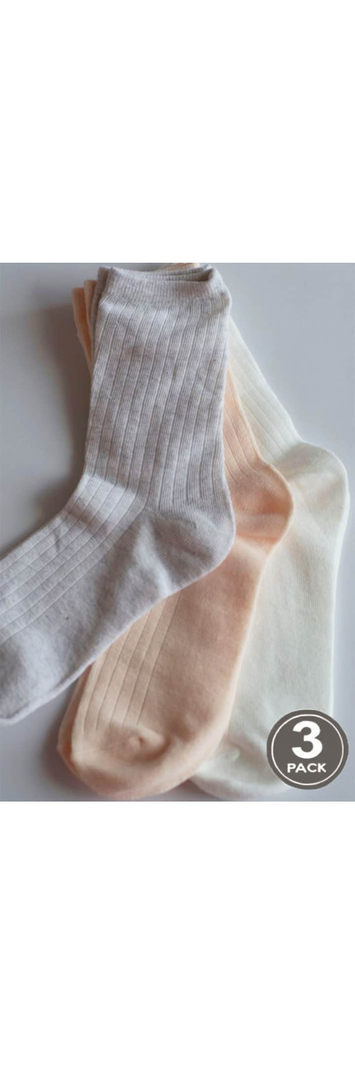 Cotton socks long for women Legs G08 Socks cotton rib (3 pack) white/melange/peach  36-40-0