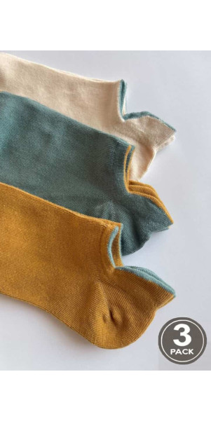 Шкарпетки бавовняні унісекс Legs U05 Socks cotton low (3 пари) оліва/бежевий/мастард-image