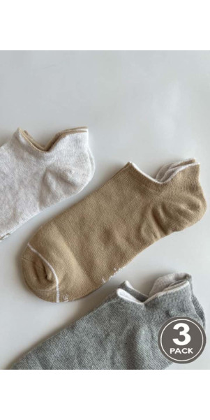 Cotton socks unisex Legs U05 Socks cotton low (3 pack) grey/melange/beige-image