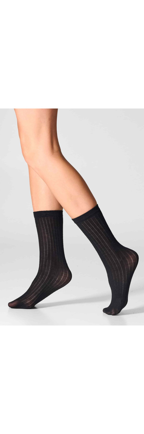Wool socks long for women Legs W12 Socks wool merino (2 pack) nero  ONESIZE-1