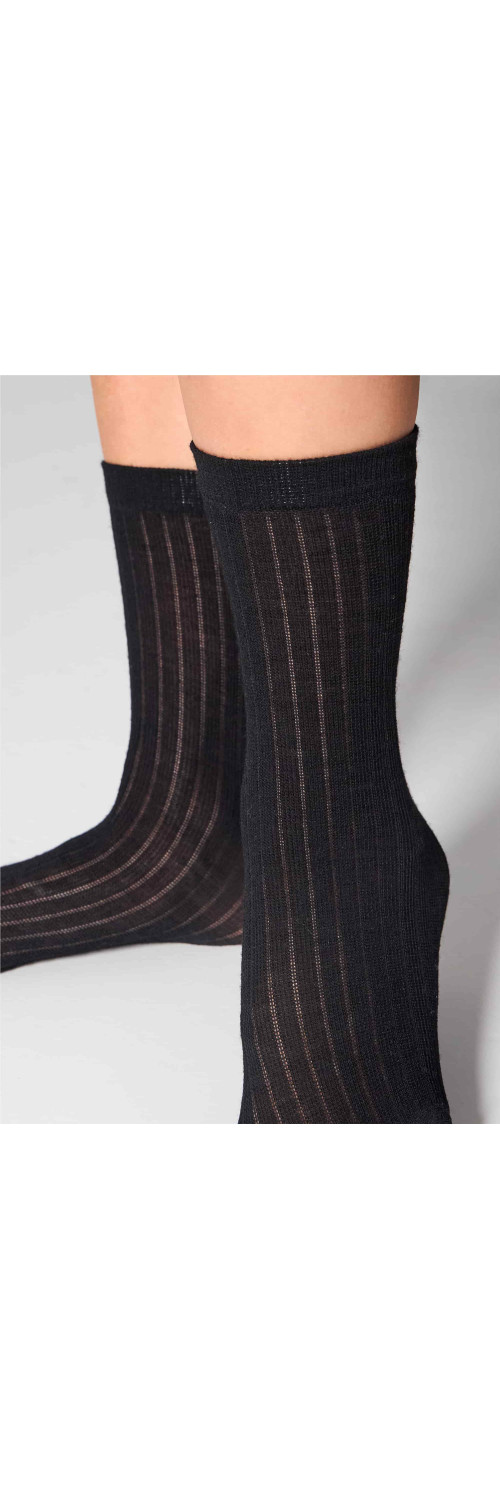 Wool socks long for women Legs W12 Socks wool merino (2 pack) nero  ONESIZE-2