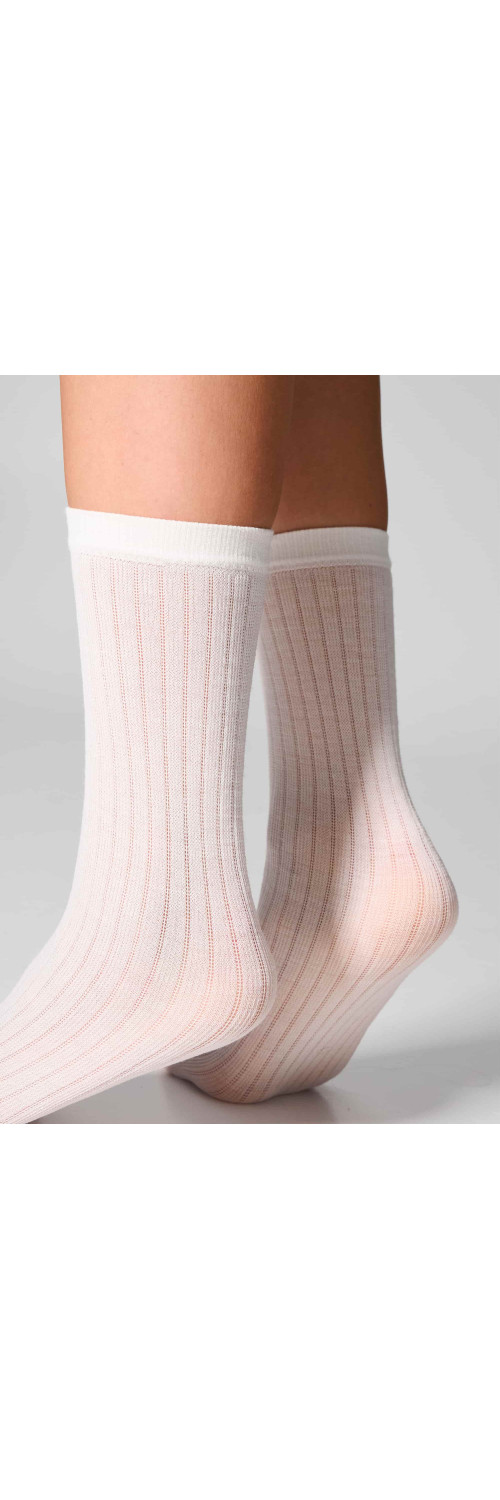 Wool socks long for women Legs W12 Socks wool merino (2 pack) ivory  ONESIZE-2