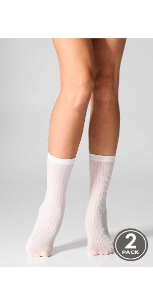 Wool socks long for women Legs W12 Socks wool merino (2 pack) ivory-image