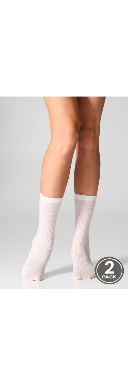 Wool socks long for women Legs W12 Socks wool merino (2 pack) ivory  ONESIZE-0