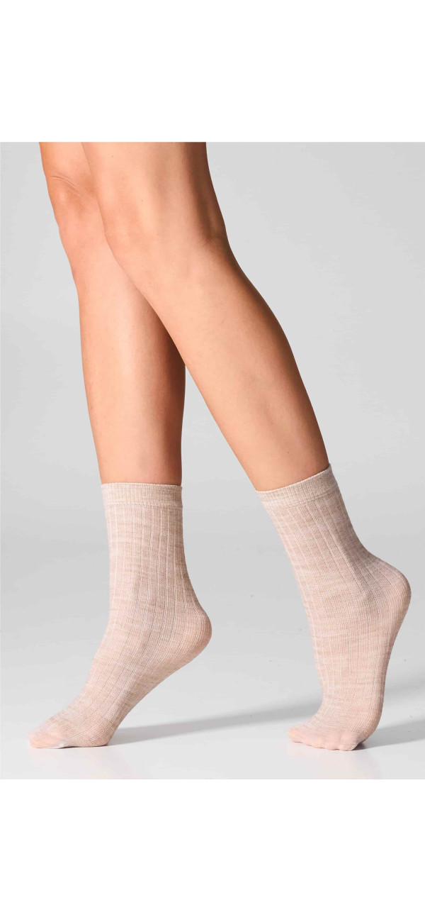 Шкарпетки вовняні довгі для жінок Legs W12 Socks wool merino (2 пари) беж меланж-image