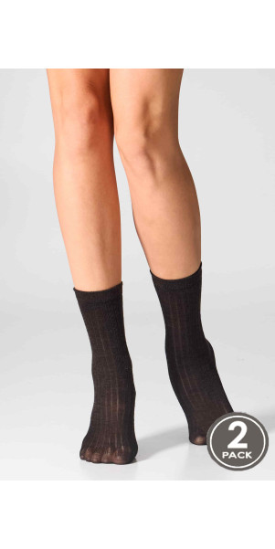 Шкарпетки вовняні довгі для жінок Legs W12 Socks wool merino (2 пари) браун меланж-image