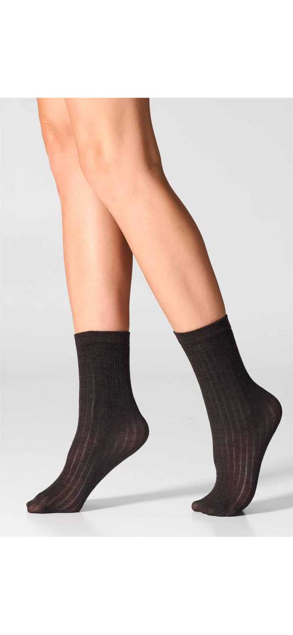 Шкарпетки вовняні довгі для жінок Legs W12 Socks wool merino (2 пари) браун меланж-image