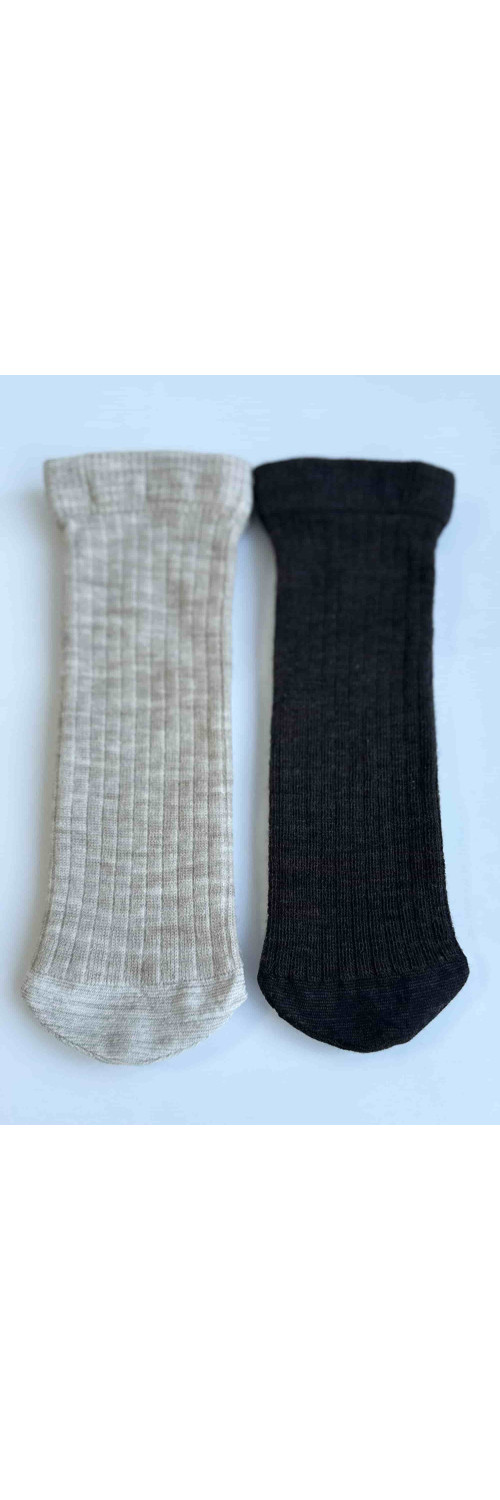 Wool socks long for women Legs W12 Socks wool merino (2 pack) beige/brown  ONESIZE-1