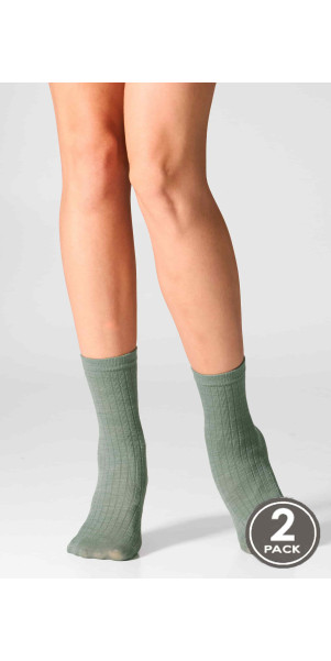Шкарпетки вовняні довгі для жінок Legs W12 Socks wool merino (2 пари) пайн/пампкін-image