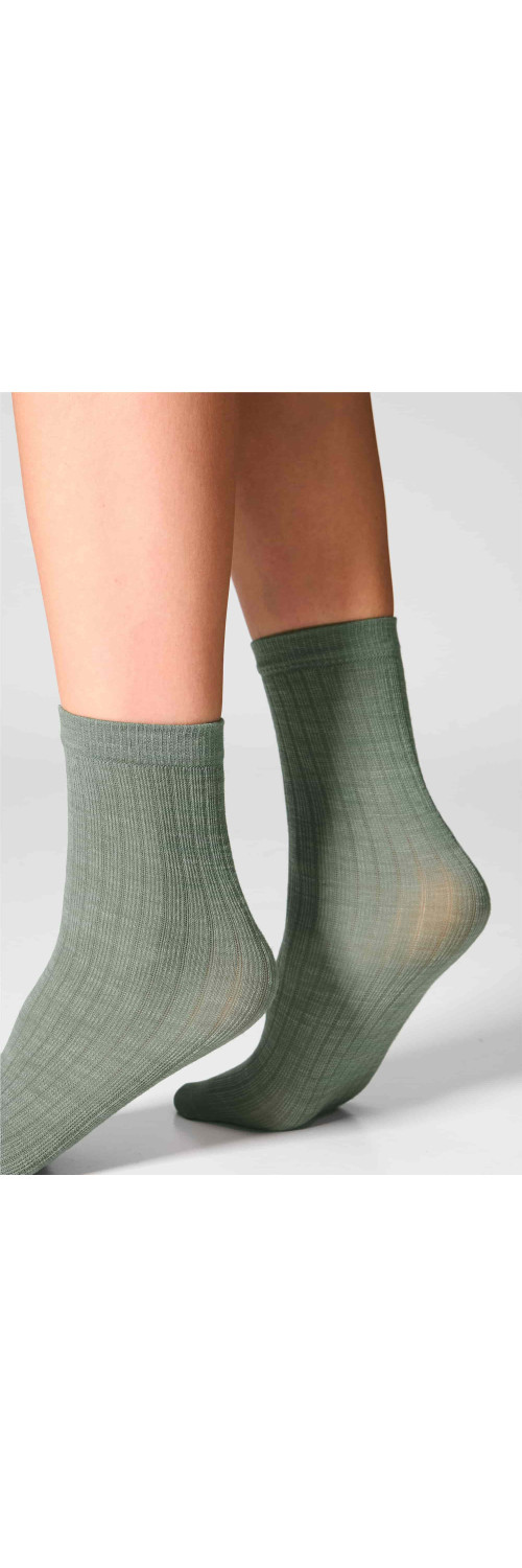 Wool socks long for women Legs W12 Socks wool merino (2 pack) pine/pumpkin  ONESIZE-4