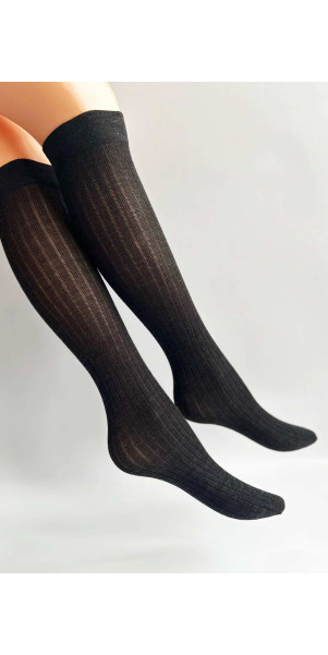 Гольфиі вовняні для жінок Legs KW22 Knee high wool merino (2 пари) чорний меланж-image
