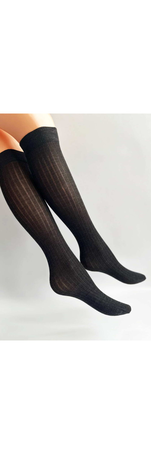 Wool knee highs for women Legs KW22 Knee high wool merino (2 pack) nero melange  ONESIZE-0