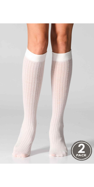 Wool knee highs for women Legs KW22 Knee high wool merino (2 pack) ivory-image