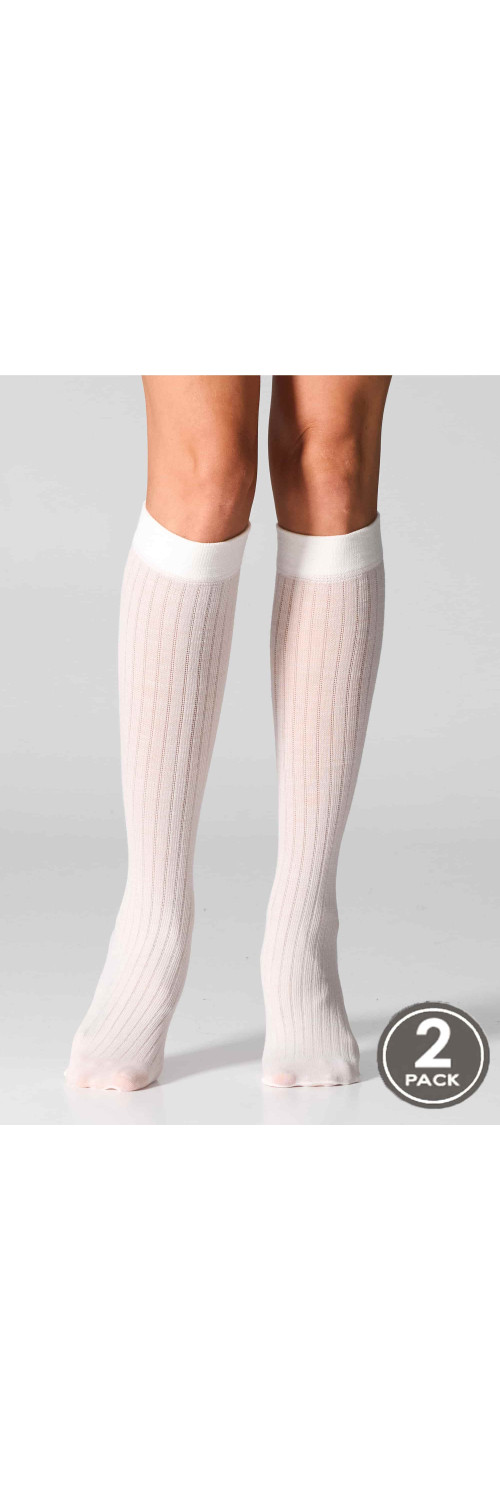 Wool knee highs for women Legs KW22 Knee high wool merino (2 pack) ivory  ONESIZE-0