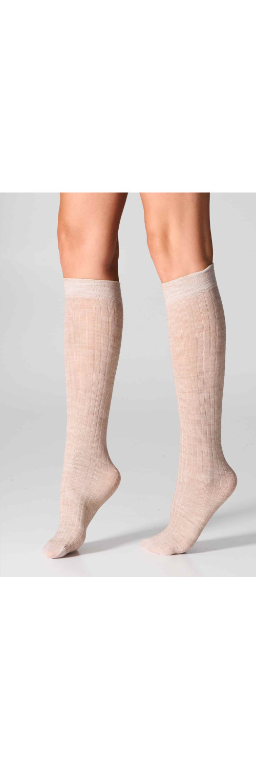 Wool knee highs for women Legs KW22 Knee high wool merino (2 pack) beige melange  ONESIZE-1