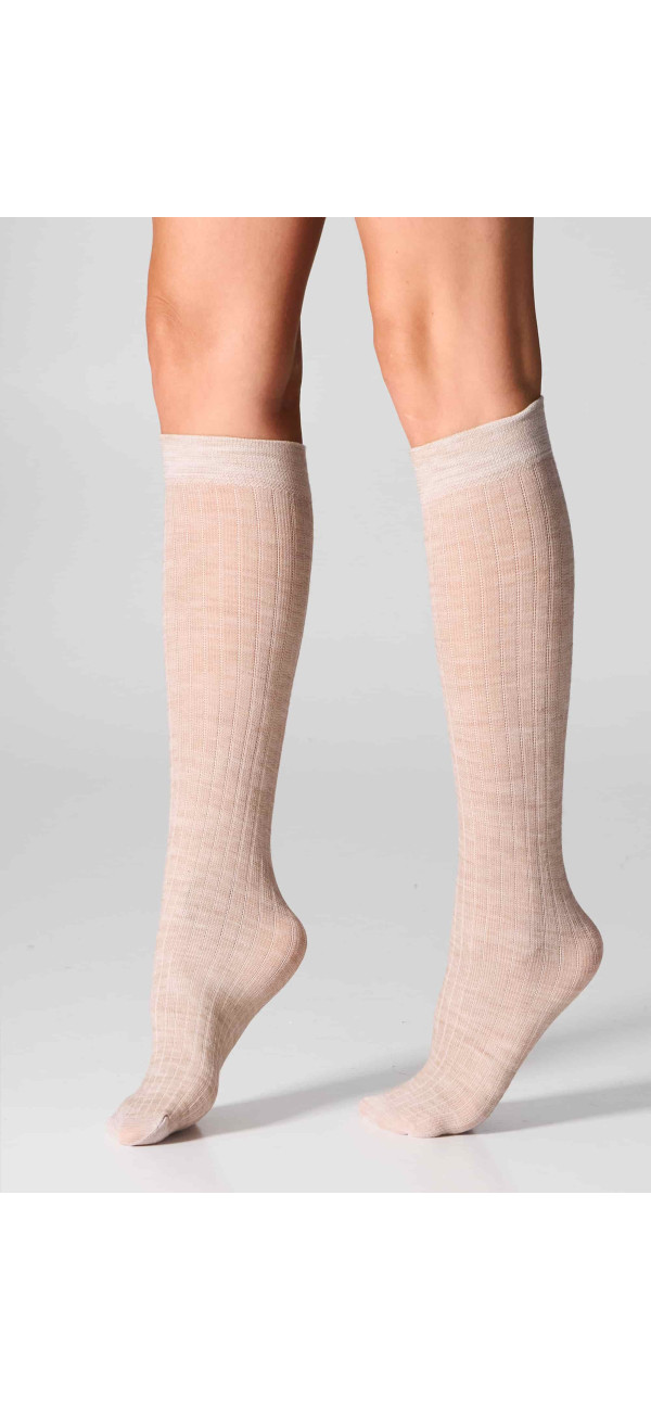 Гольфиі вовняні для жінок Legs KW22 Knee high wool merino (2 пари) беж меланж-image