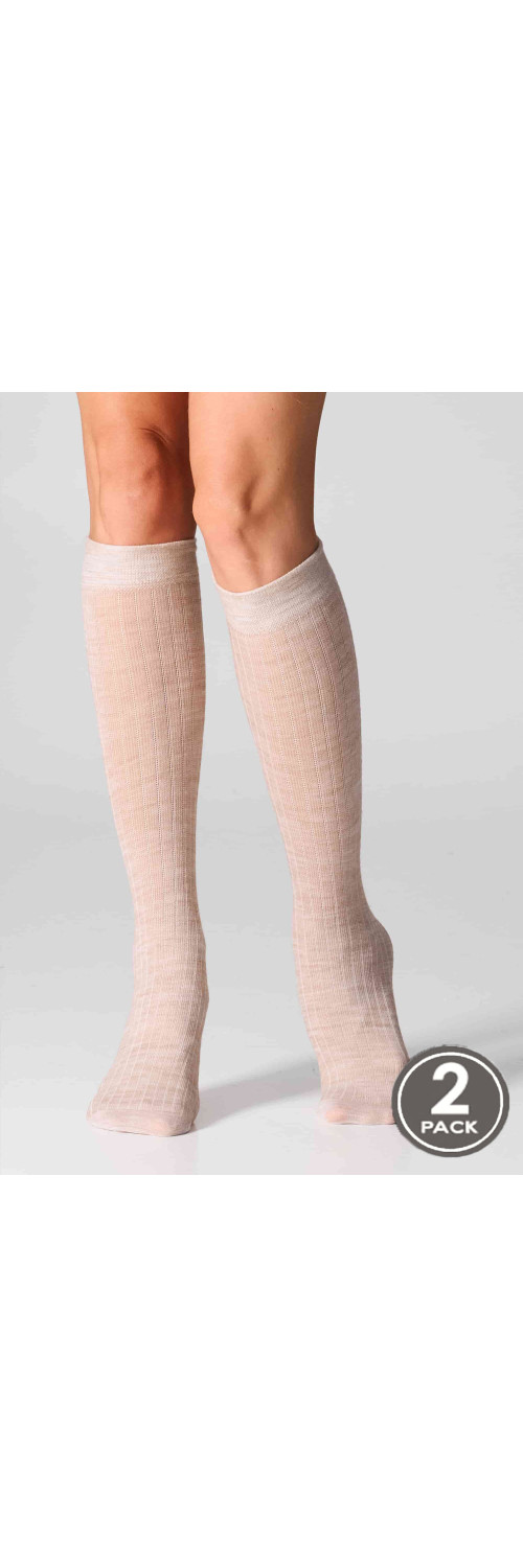 Wool knee highs for women Legs KW22 Knee high wool merino (2 pack) beige melange  ONESIZE-0