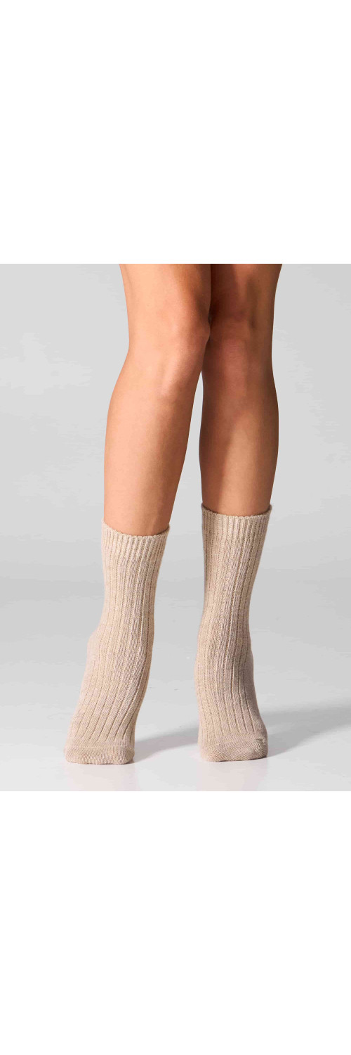 Wool socks long for women Legs SCM26 Socks cashmere merino beige  36-40-0