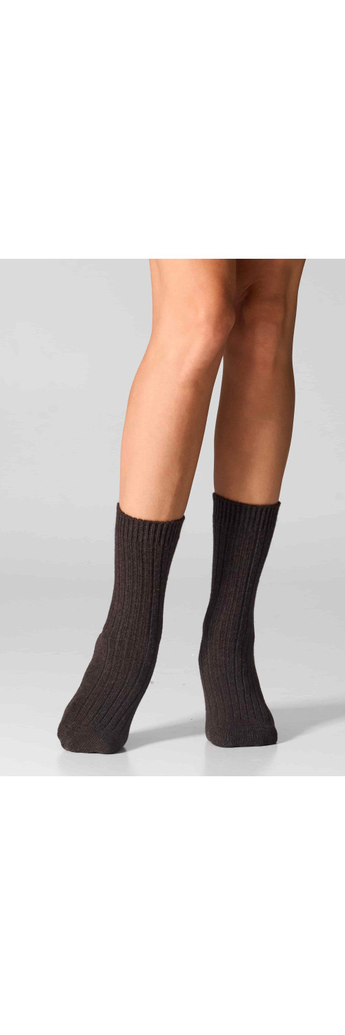 Wool socks long for women Legs SCM26 Socks cashmere merino brown  36-40-0