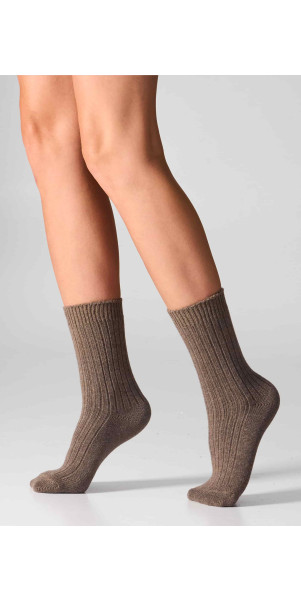 Wool socks long for women Legs SCM26 Socks cashmere merino сoffee-image