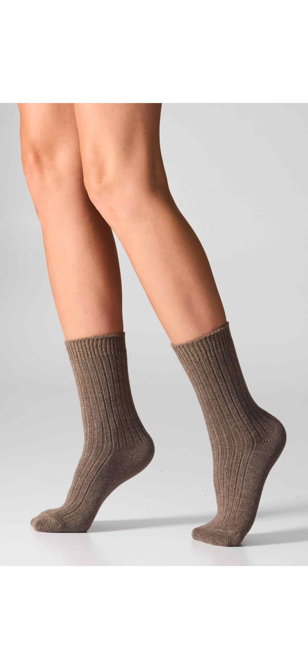 Шкарпетки вовняні довгі для жінок Legs SCM26 Socks cashmere merino кава-image