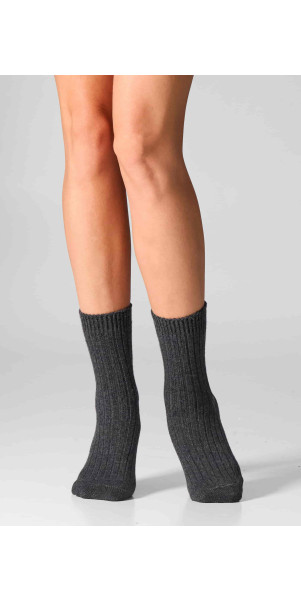 Wool socks long for women Legs SCM26 Socks cashmere merino grey melange-image