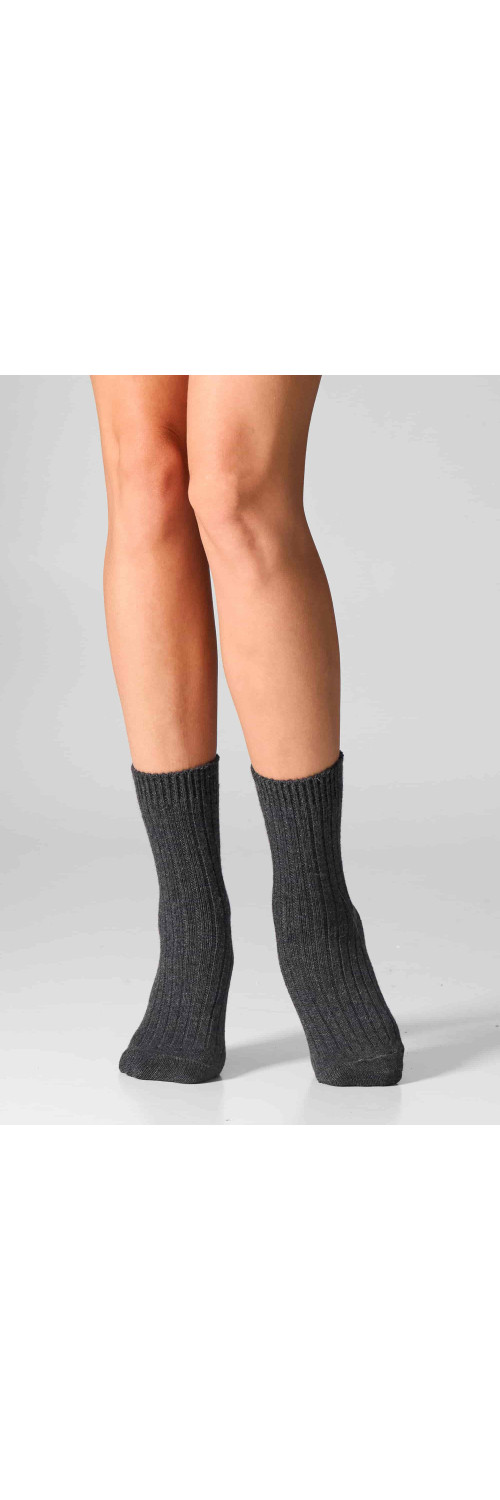 Wool socks long for women Legs SCM26 Socks cashmere merino grey melange  36-40-0