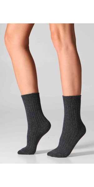 Wool socks long for women Legs SCM26 Socks cashmere merino grey melange-image