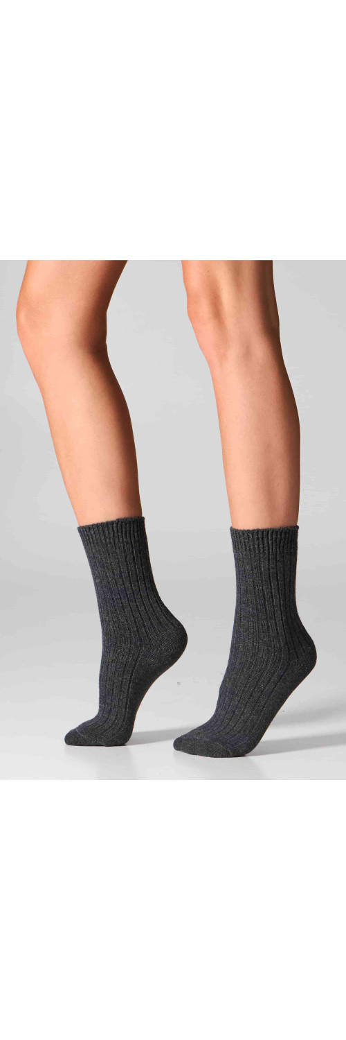 Wool socks long for women Legs SCM26 Socks cashmere merino grey melange  36-40-1