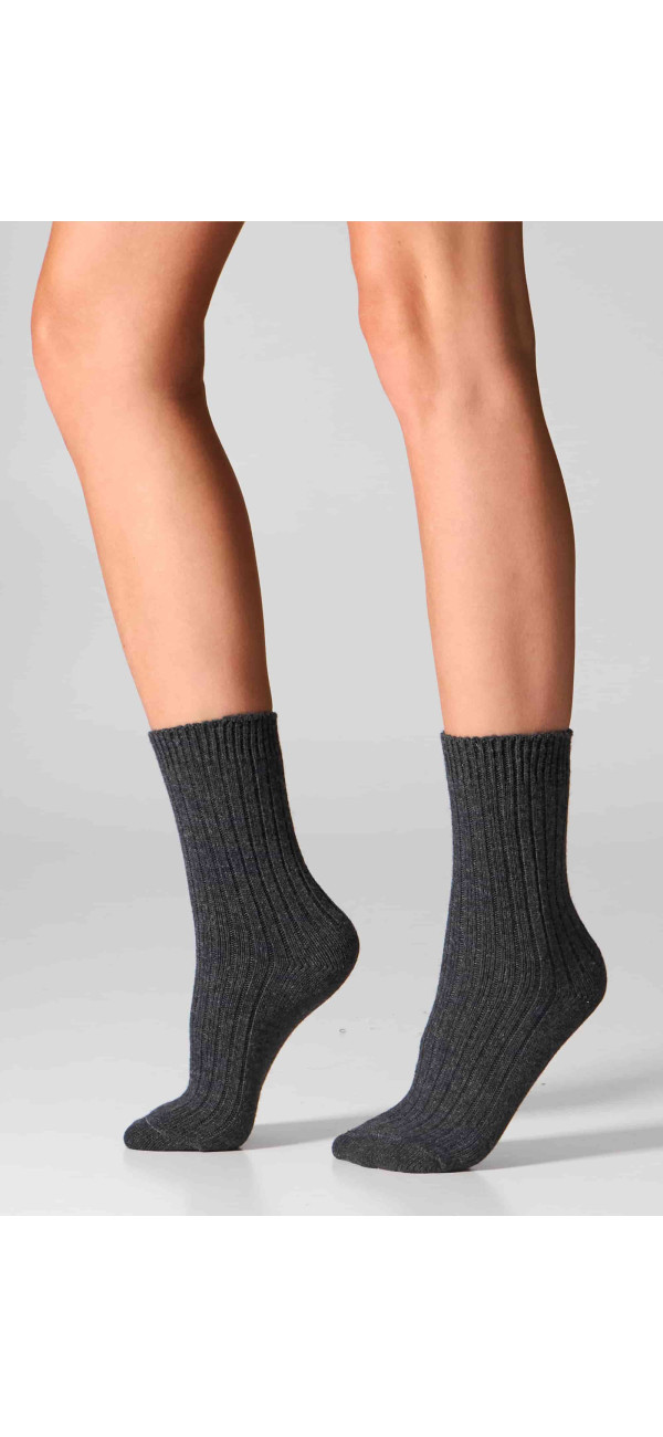 Шкарпетки вовняні довгі для жінок Legs SCM26 Socks cashmere merino грей меланж-image