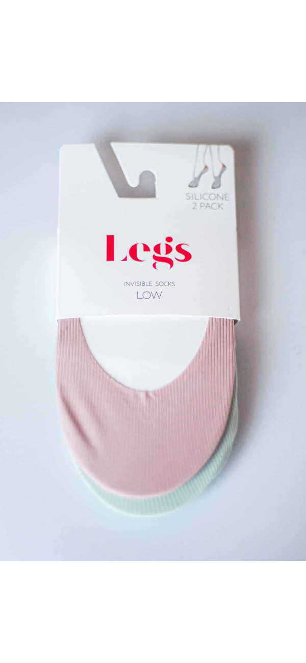 Invisible socks for women Legs 730 Laser cut rib silicone (2 пари) (2 pack) peach/pistache-image