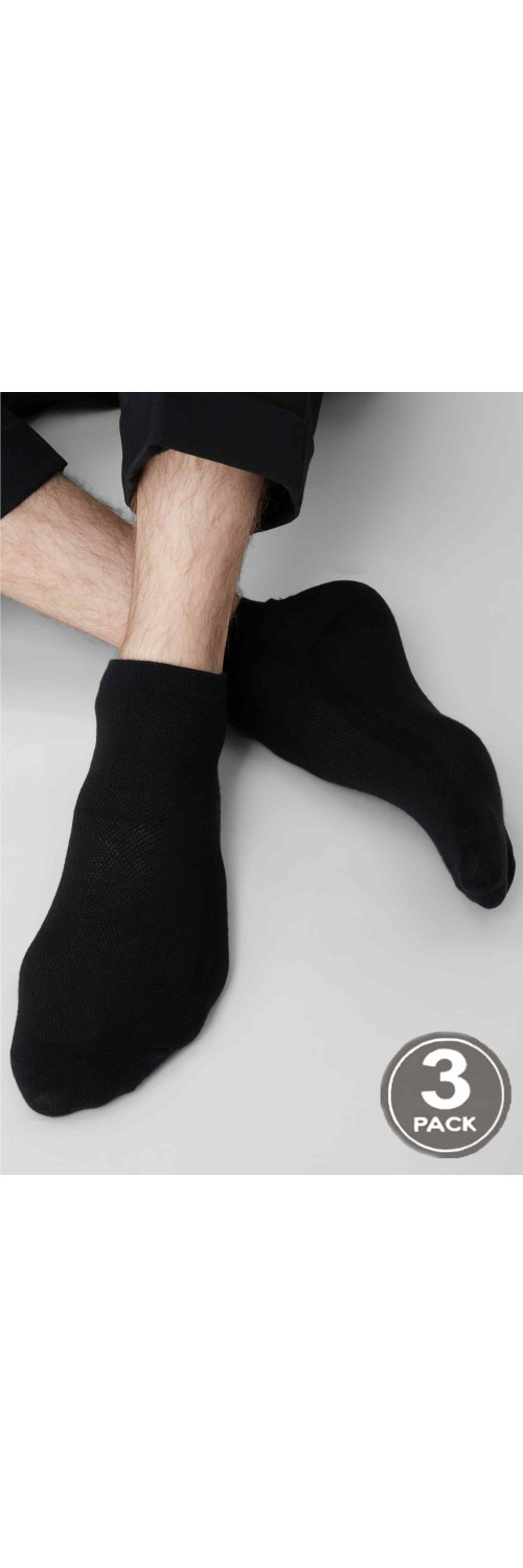 Cotton socks for men Legs Socks men cotton mesh low (3 пари) nero  41-45-0