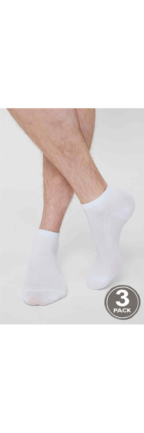 Cotton socks for men Legs Socks men cotton mesh low (3 пари) white  41-45-0