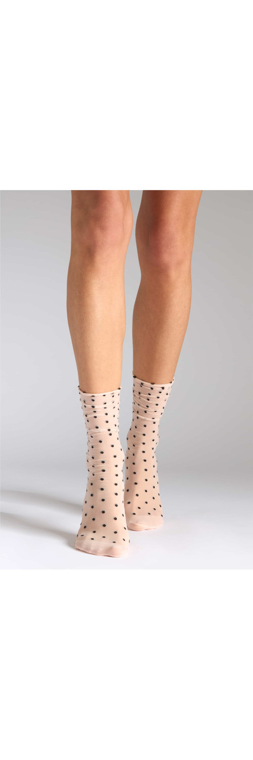 Шкарпетки у горошок для жінок Legs G11 Socks points розе/чорний ONESIZE-1