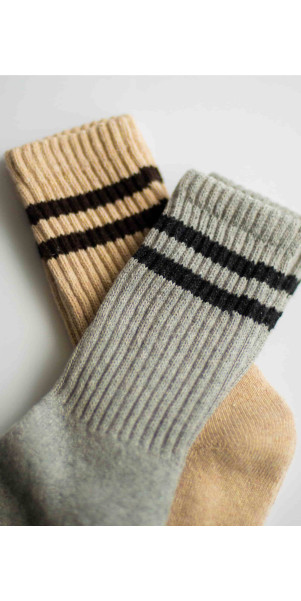 Wool socks long for women Legs W21 Socks wool terry (2 pack) beige/grey-image