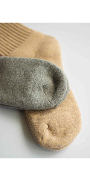 Wool socks long for women Legs W21 Socks wool terry (2 pack) beige/grey-image