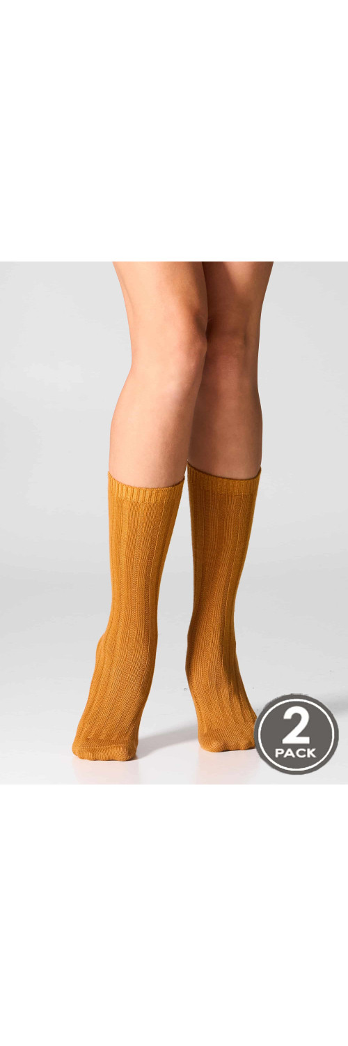 Шкарпетки теплі довгі для жінок Legs W22 Socks angora rabbit (2 пари) охра/грей ONESIZE-0