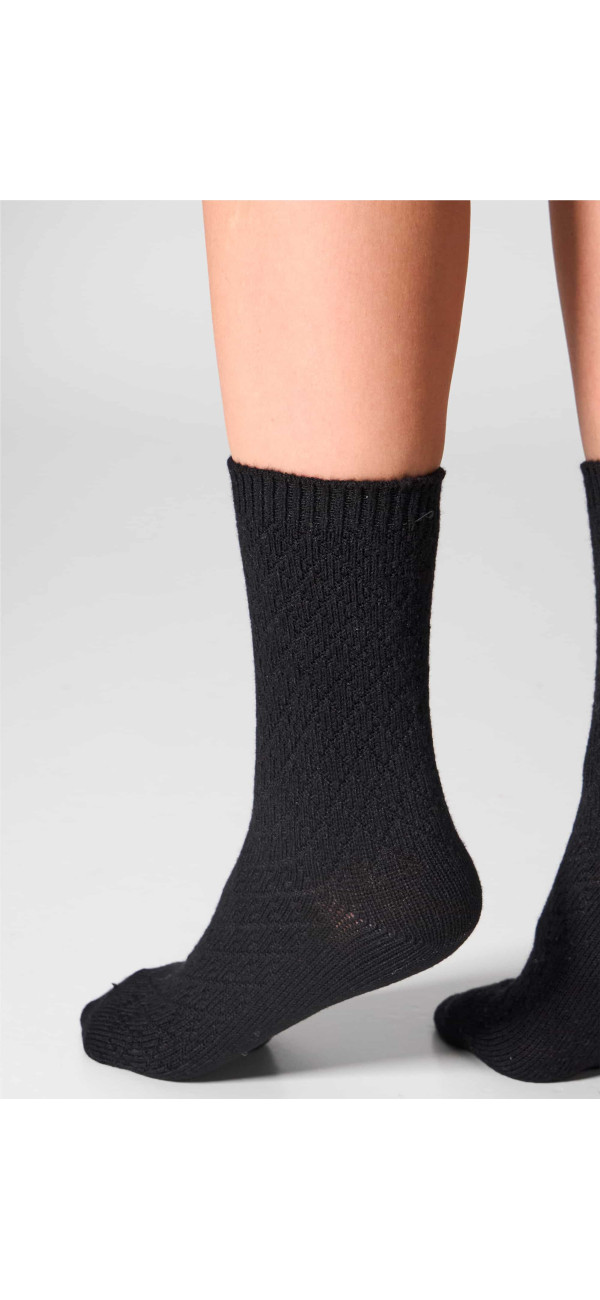 Шкарпетки вовняні довгі для жінок Legs W23 Socks wool rhomb (2 пари) чорний-image