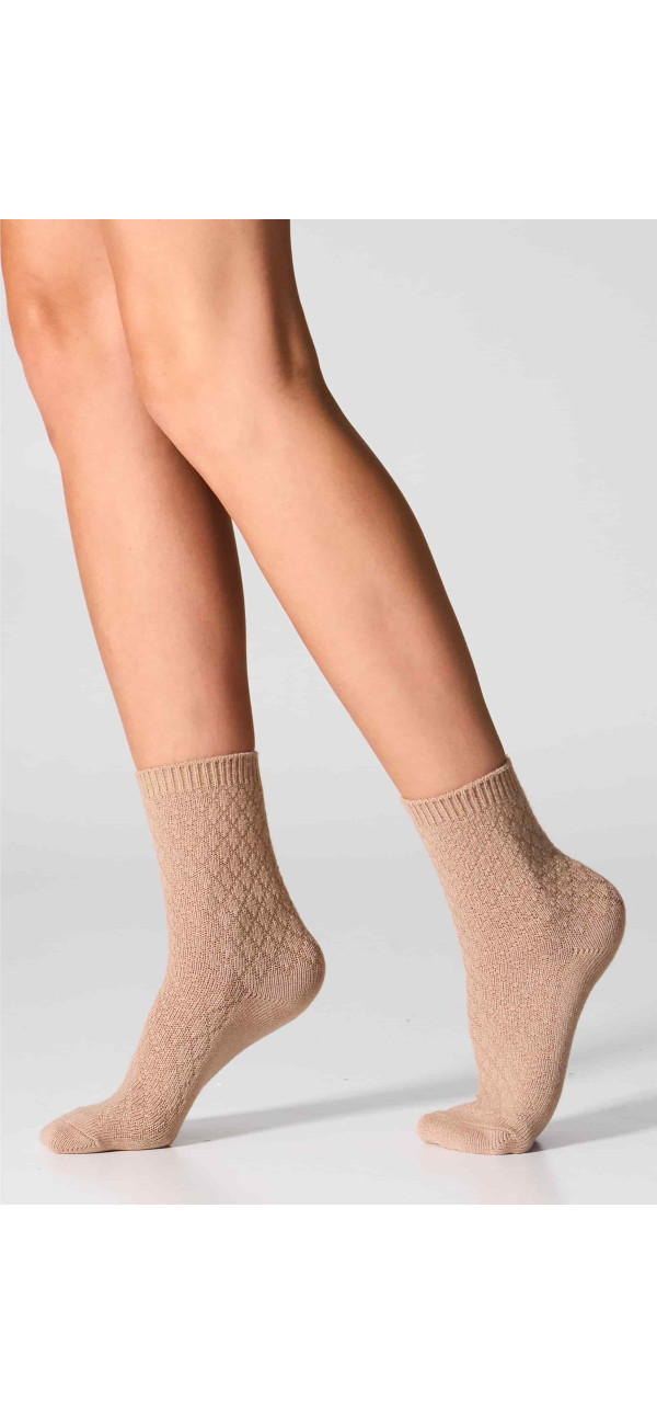 Шкарпетки вовняні довгі для жінок Legs W23 Socks wool rhomb (2 пари) беж/лате-image