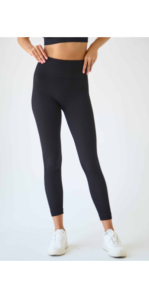 Легінси стандартна посадка для жінок Legs L1948 Leggings seamless rib чорний-image